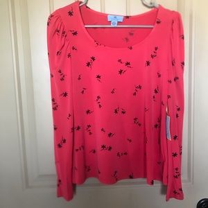 Cece floral long sleeves blouse top NWT S